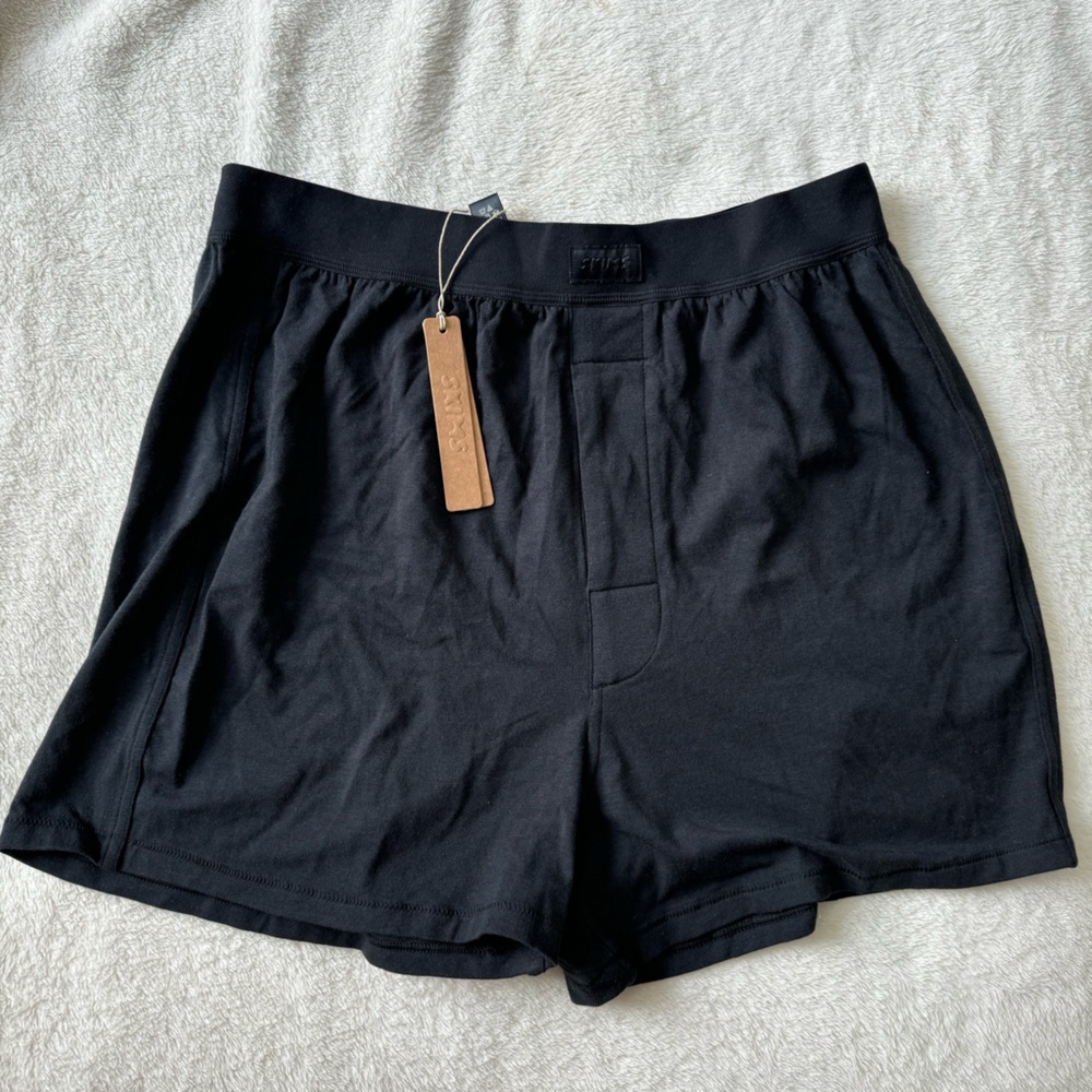 SKIMS NWT Boyfriend Loose Fit Boxer Shorts Size S Onyx Black Comfy Lounge Soft - Picture 6 of 6